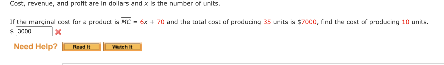 Solved Cost, revenue, and profit are in dollars and x is the | Chegg.com