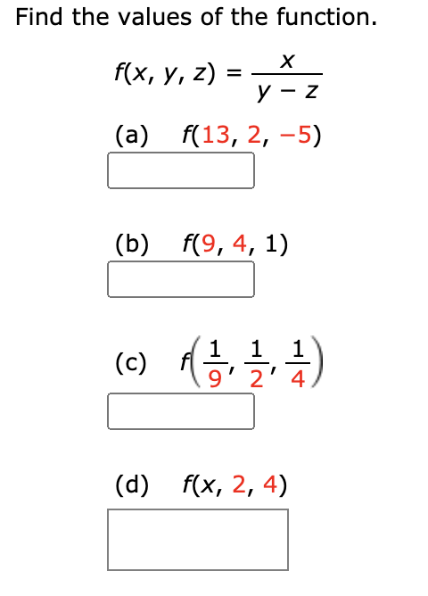 Solved Find The Values Of The Function F X Y X2 1 Chegg Com