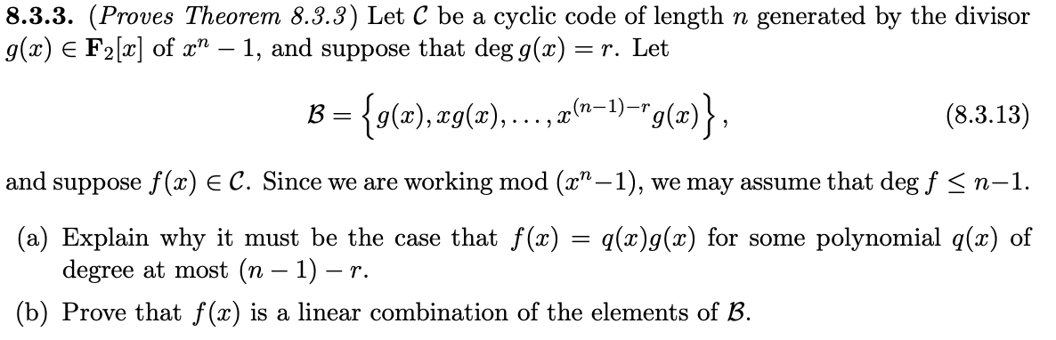 8 3 3 Proves Theorem 8 3 3 Let C Be A Cyclic Co Chegg Com