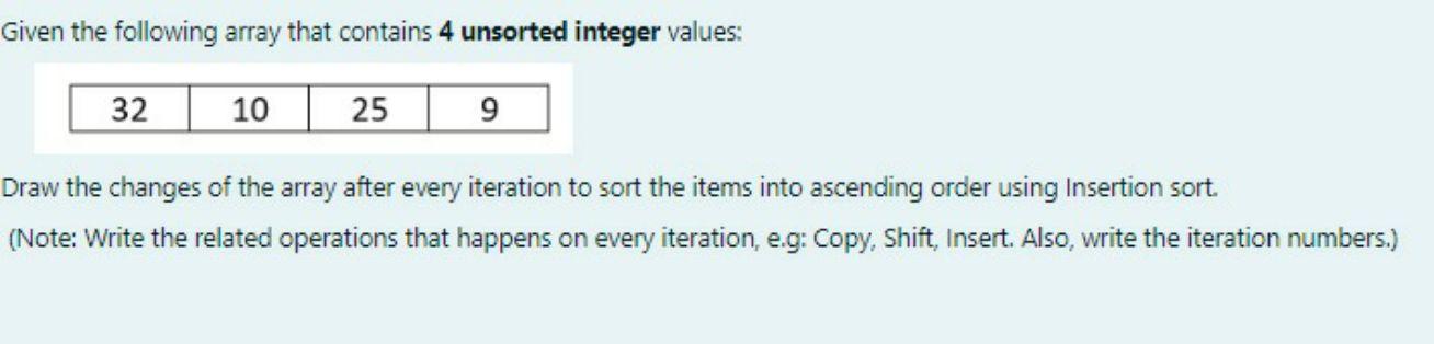 Solved Given The Following Array That Contains 4 Unsort 8172