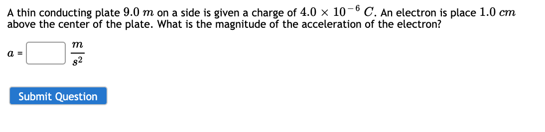 Solved A thin conducting plate 9.09.0 mm on a side is given | Chegg.com