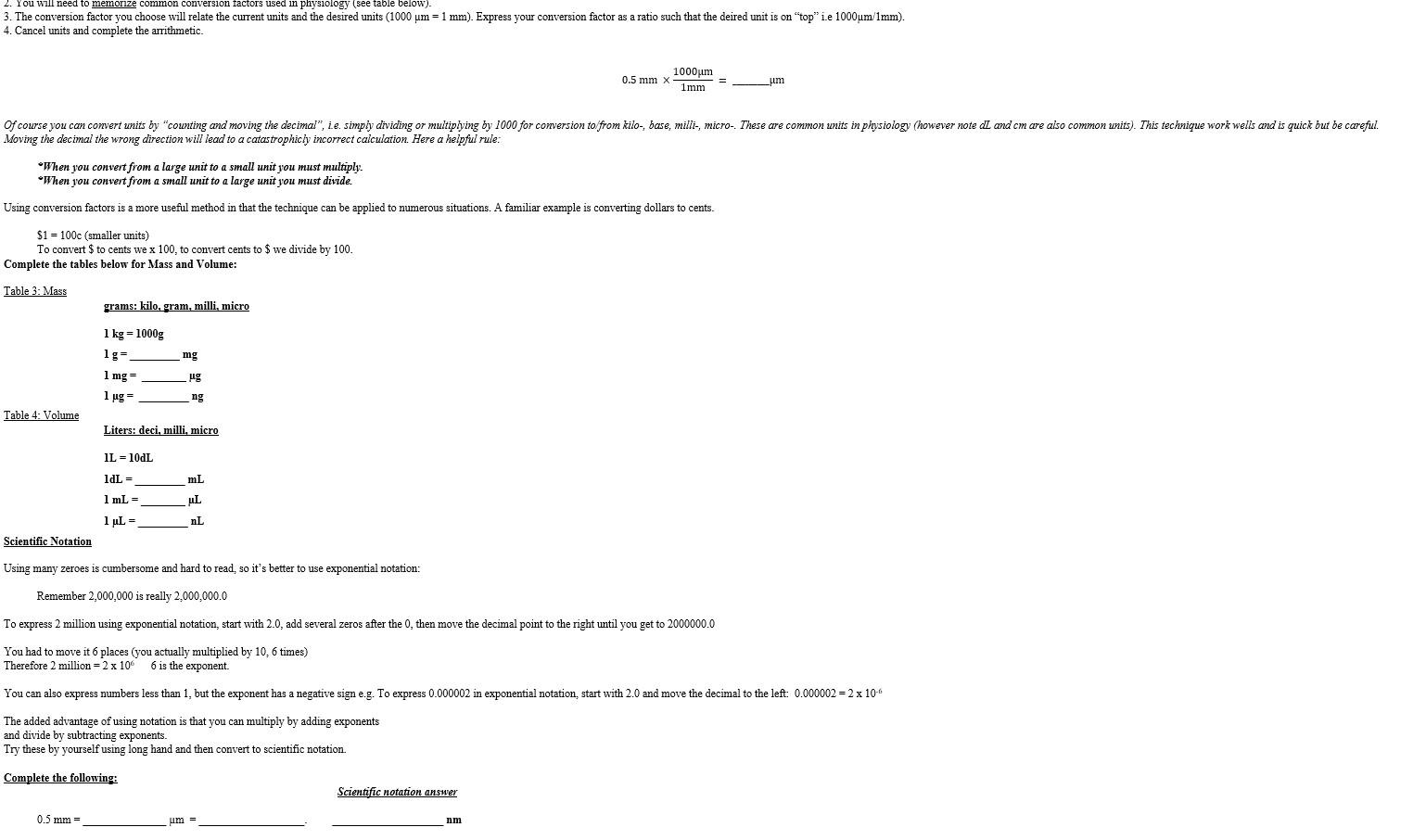 Solved Labl.22222222 Physiology Worksheet 2222 of 2222 Name: Lab Period Within Chemistry Conversion Factors Worksheet