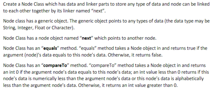 Solved Create a Node Class which has data and linker parts | Chegg.com