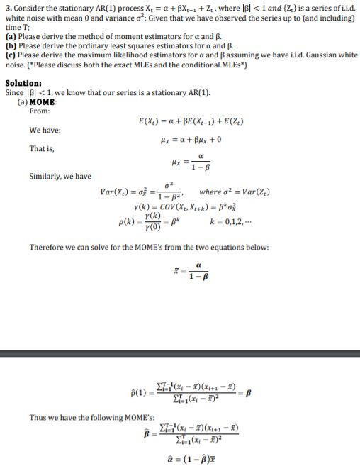 3 Consider The Stationary Ar 1 Process Xt Bx 1 Chegg Com