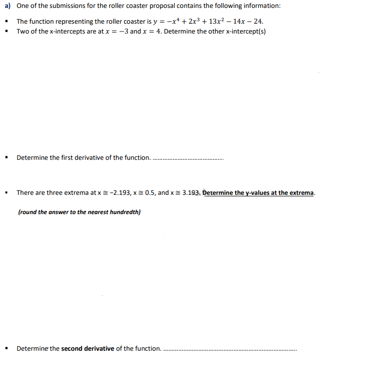 Solved a One of the submissions for the roller coaster Chegg