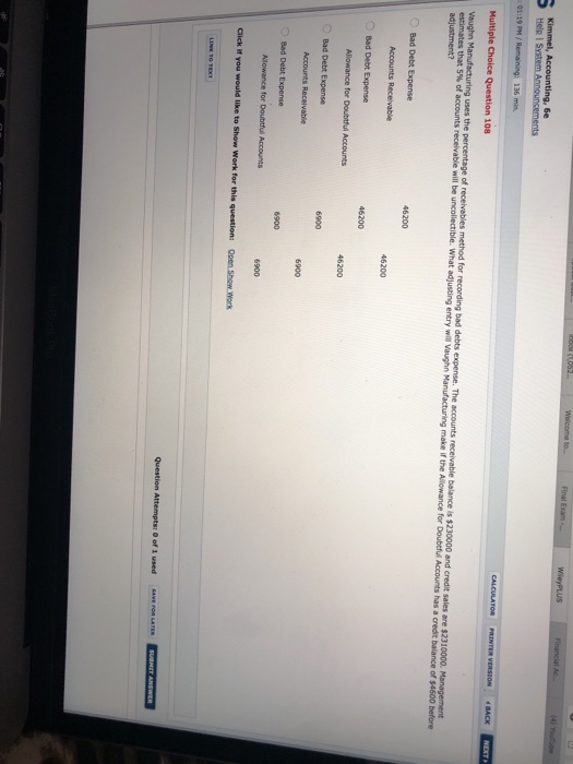 Solved 137 min Multiple Choice Question 107 The percentage | Chegg.com