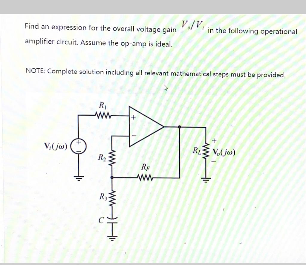 Solved V/V Find an expression for the overall voltage gain | Chegg.com