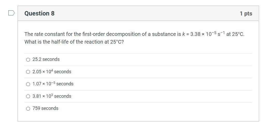 Solved D Question 6 1 pts The rate law for a chemical | Chegg.com