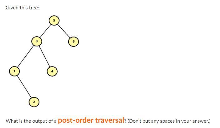 Solved Given this tree: What is the output of a post-order | Chegg.com