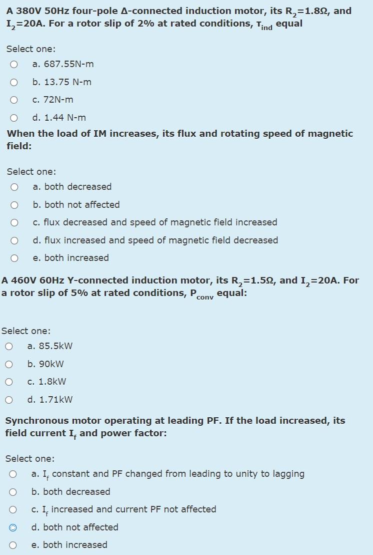Solved A 380V 50Hz four-pole A-connected induction motor, | Chegg.com