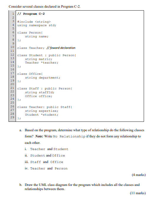 Solved Consider several classes declared in Program C-2. 1/ | Chegg.com