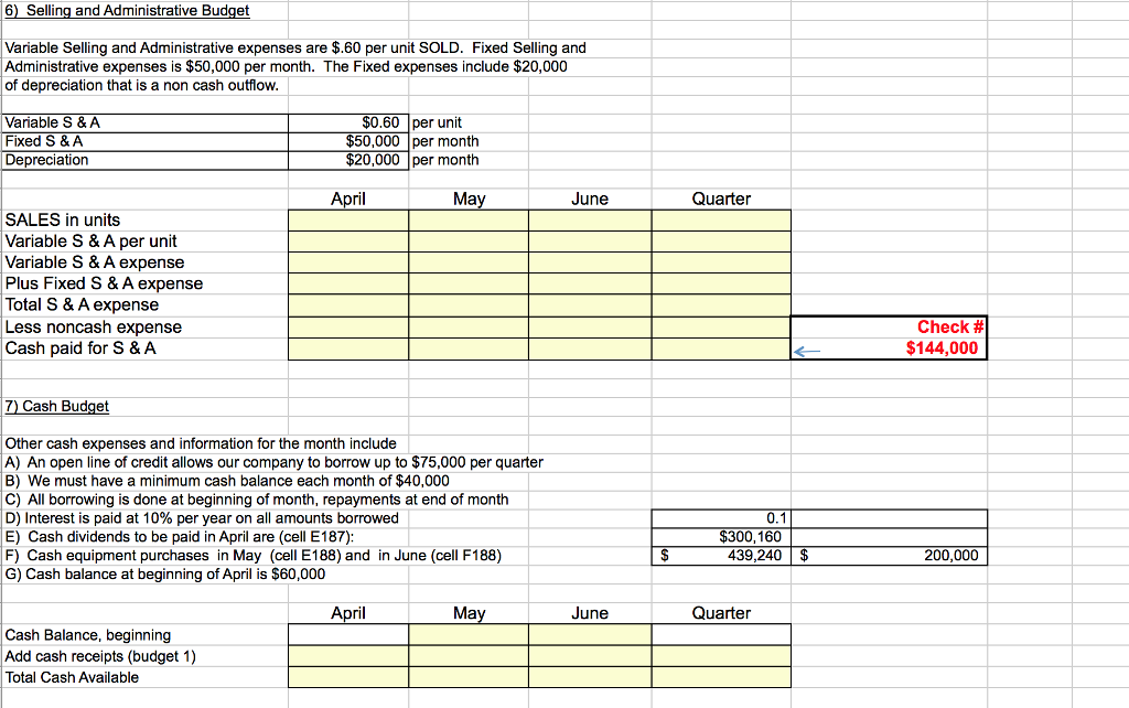 Solved Managerial Accounting Chapter 9- Budget Excel | Chegg.com