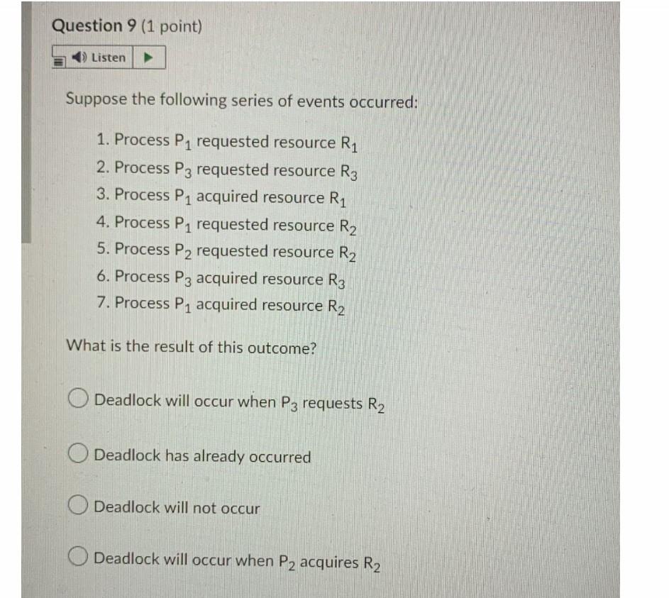 Solved Question 9 (1 Point) Listen Suppose The Following | Chegg.com