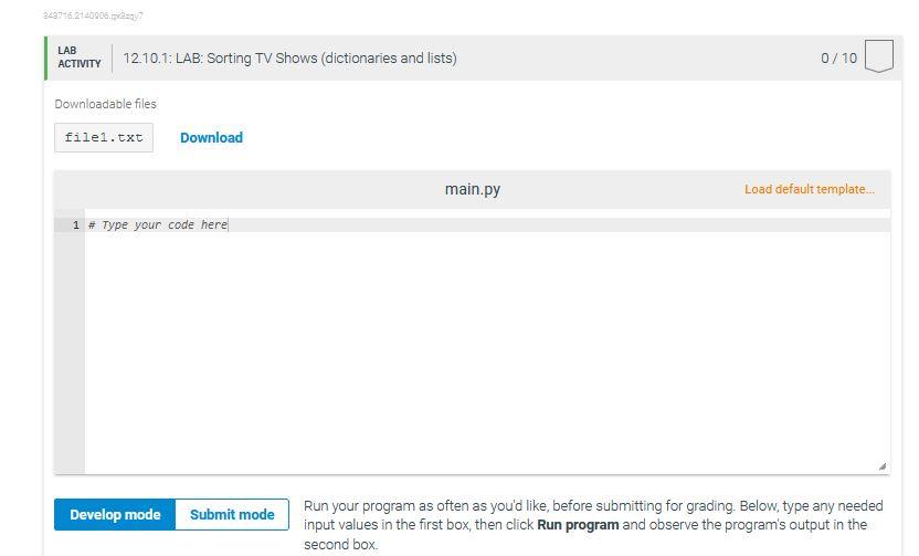 Solved 12.10 LAB Sorting TV Shows (dictionaries and lists)