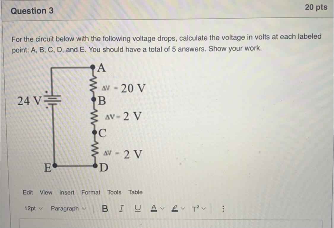 Solved Question 3 20 pts For the circuit below with the | Chegg.com
