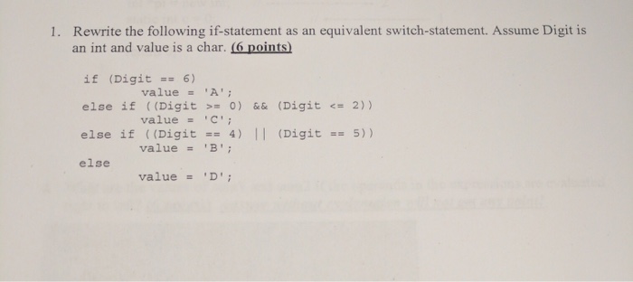 Solved Rewrite the following if statement as an equivalent | Chegg.com