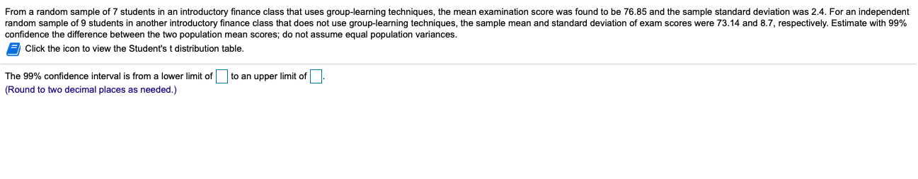Solved From a random sample of 7 students in an introductory | Chegg.com