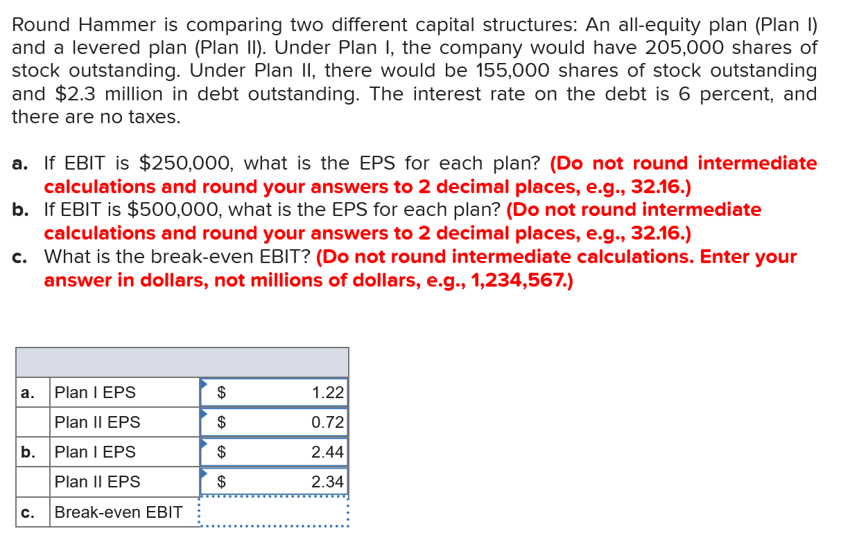Solved Round Hammer is comparing two different capital