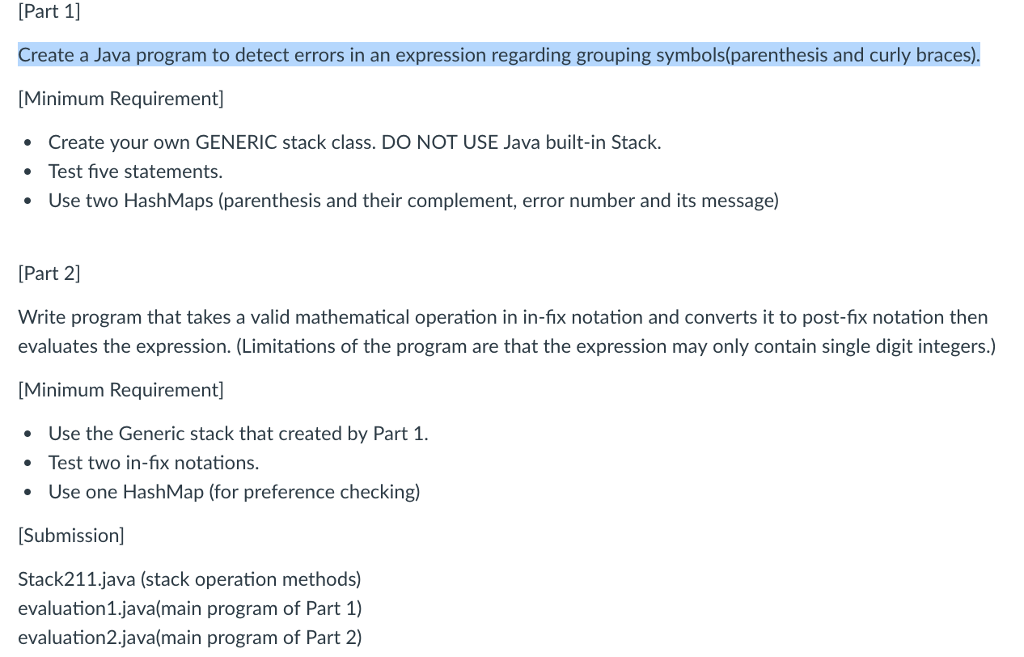 Part 11 Create a Java program to detect errors in an | Chegg.com