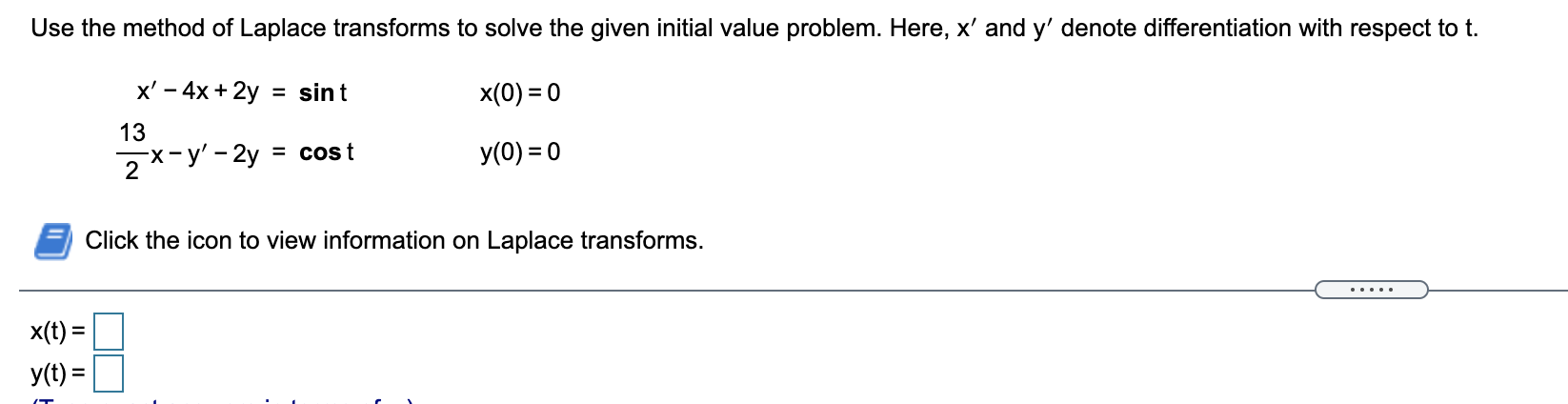 Solved Use the method of Laplace transforms to solve the | Chegg.com