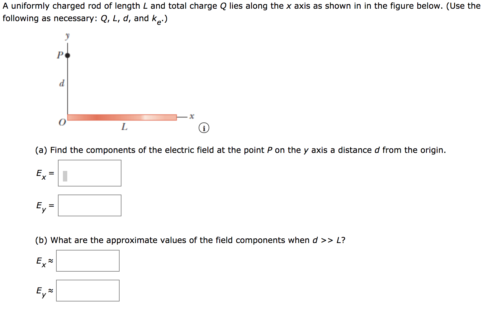 Solved A uniformly charged rod of length L and total charge