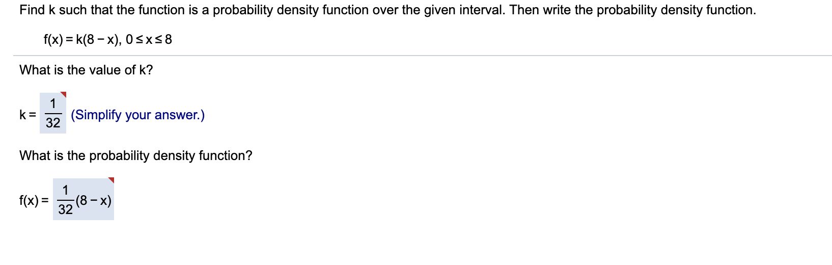 Solved Find k such that the function is a probability | Chegg.com