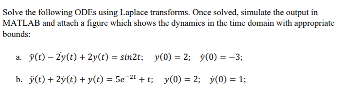 Solved Solve the following ODEs using Laplace transforms. | Chegg.com