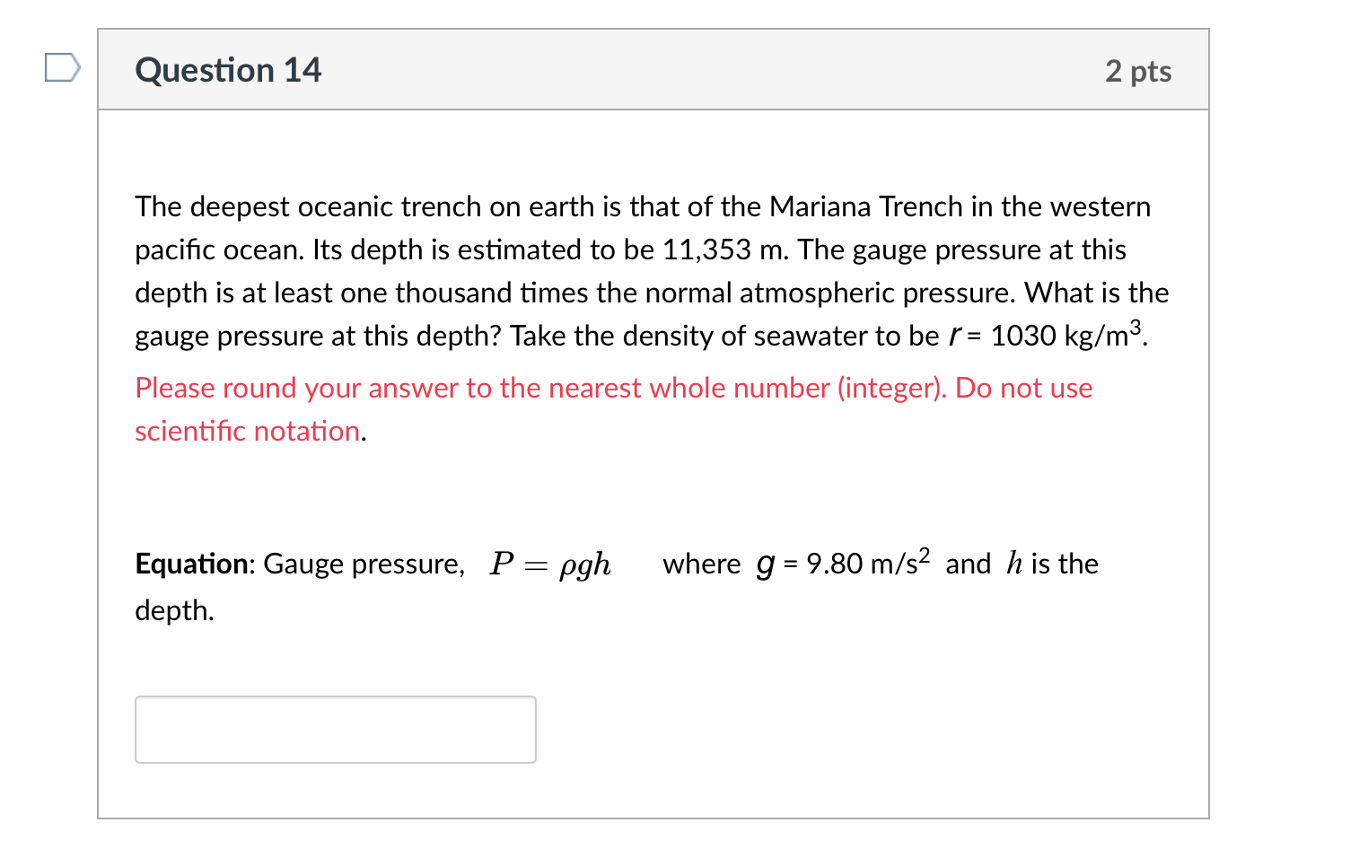 Solved The deepest oceanic trench on earth is that of the | Chegg.com