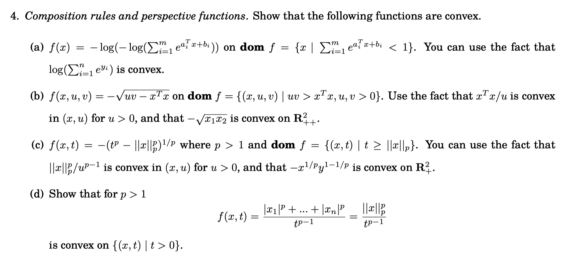 Solved 4. Composition rules and perspective functions. Show | Chegg.com