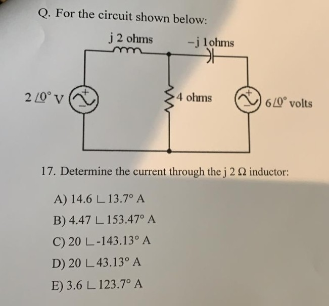 Solved Q For The Circuit Shown Below J 2 Ohms J Lohms Chegg Com