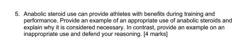 Solved Anabolic steroid use can provide athletes with | Chegg.com