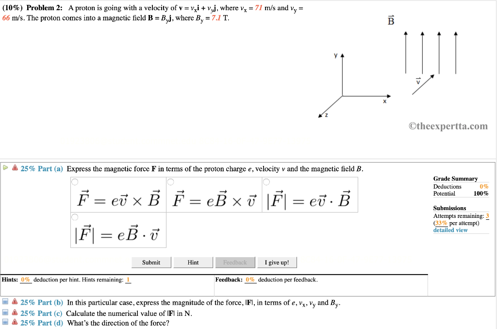 Solved 10 Problem 2 A Proton Is Going With A Velocity Of Chegg Com