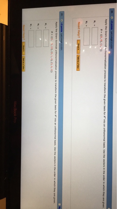 Solved Apply the Gram-Schmidt orthonormalization process to | Chegg.com