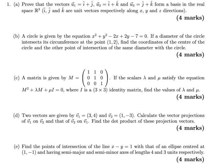 Solved 1 A Prove That The Vectors U I I Uo I A Chegg Com