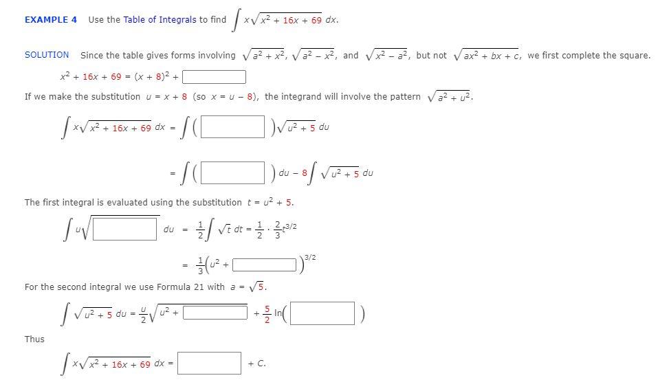 Solved EXAMPLE 4 Use the Table of Integrals to find XV X2 + | Chegg.com