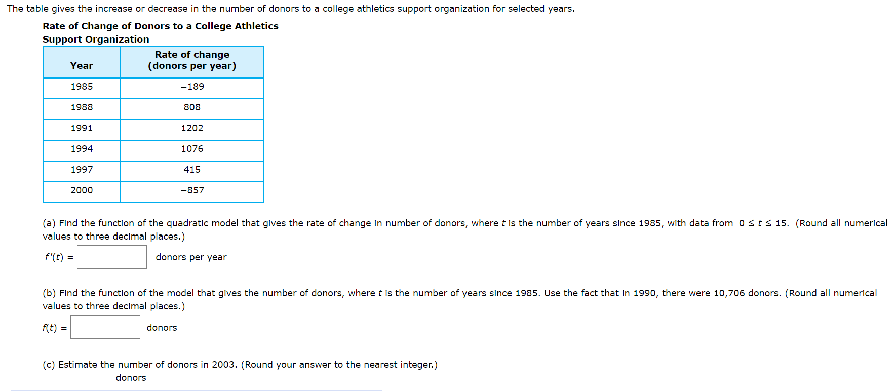 Solved The table gives the increase or decrease in the | Chegg.com