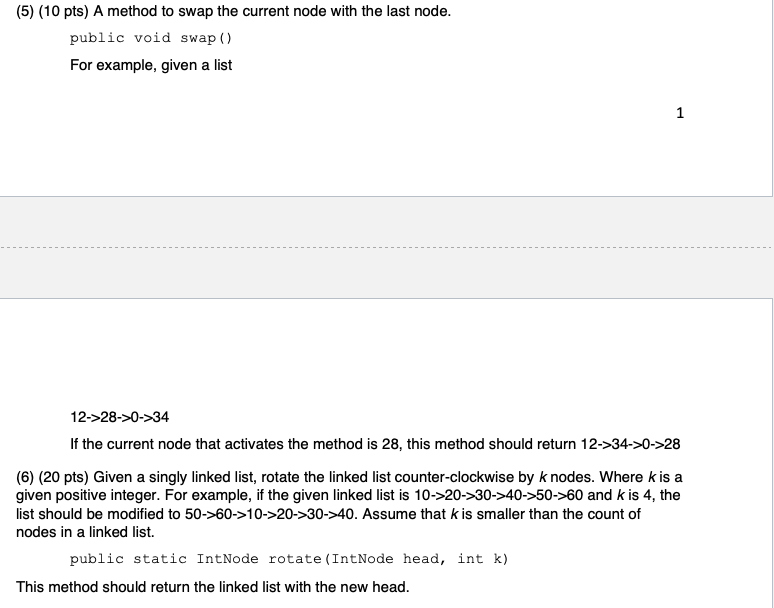 Solved (5) (10 pts) A method to swap the current node with | Chegg.com