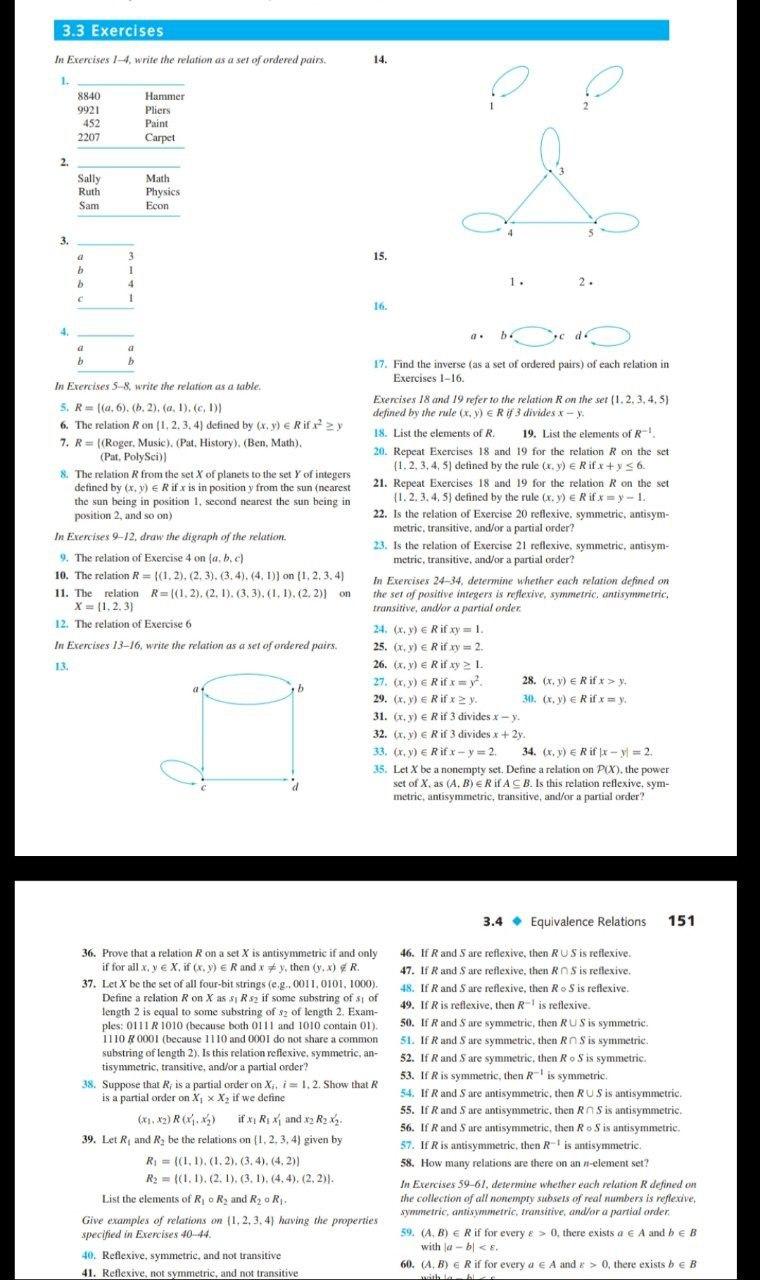 Solved 14. 3.3 Exercises In Exercises 1. write the relation | Chegg.com