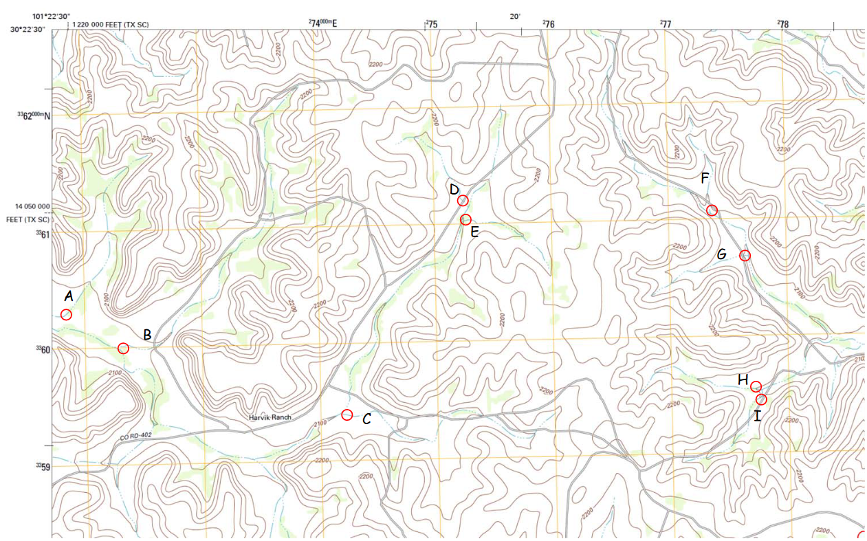 On the topographic map provided, sketch the watershed