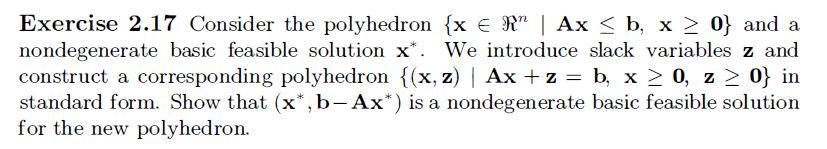Solved Exercise 2.17 Consider the polyhedron {x € R