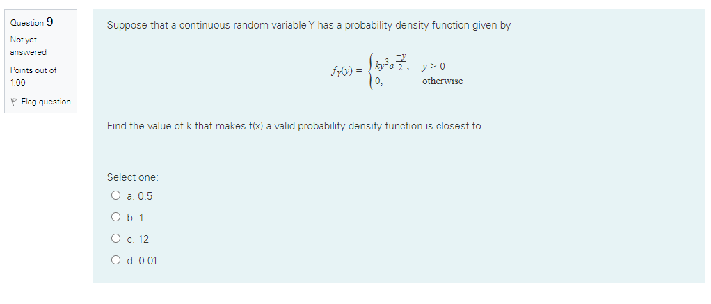 Solved Question 9 Suppose that a continuous random variable | Chegg.com