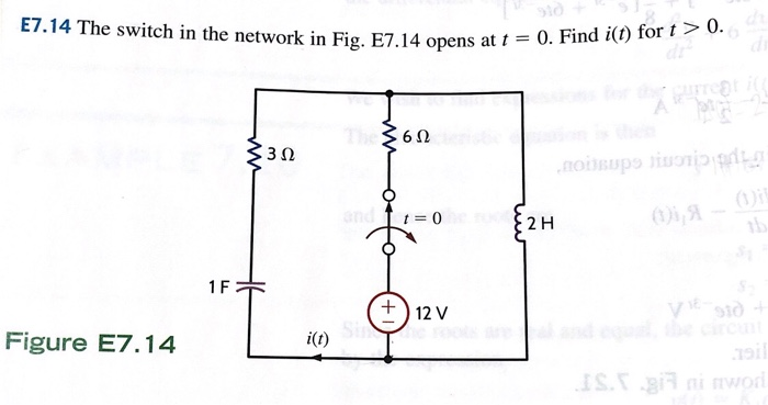 Solved E7.14 The Switch In The Network In Fig. E7.14 Opens | Chegg.com