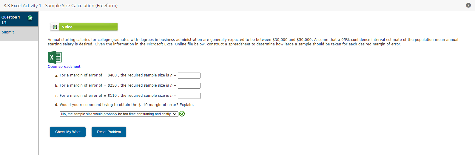 Solved starting salary is desired. Given the information in | Chegg.com