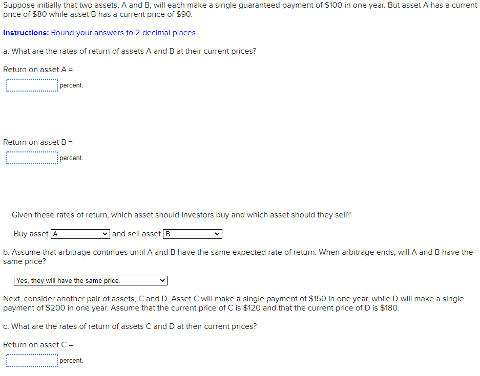 Solved Suppose Initially That Two Assets, A And B, Will Each | Chegg.com