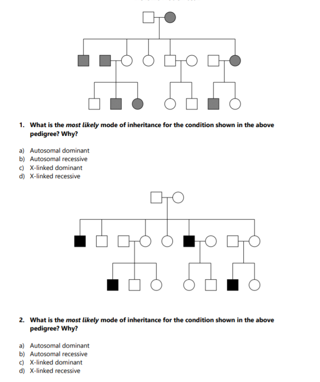 Solved 1. What is the most likely mode of inheritance for | Chegg.com