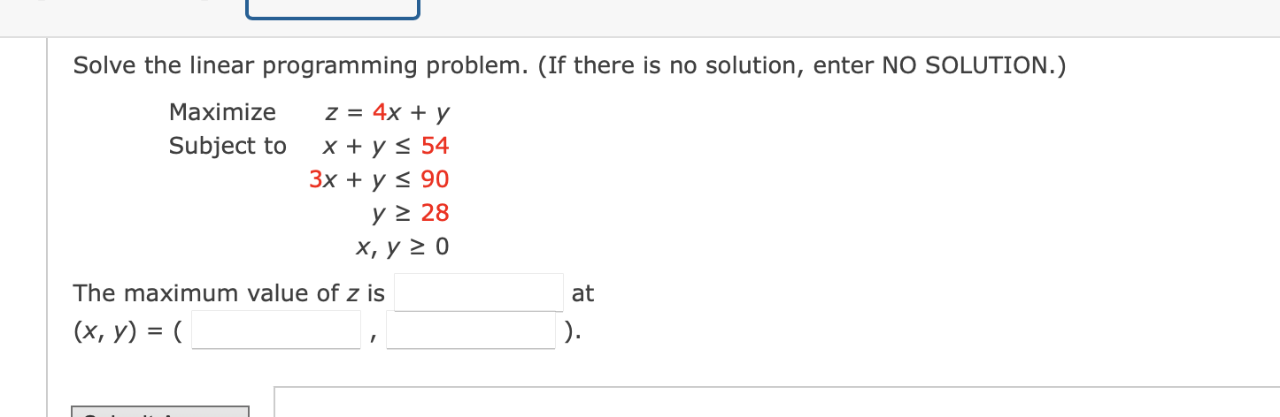 Solved Solve the linear programming problem. (If there is no | Chegg.com