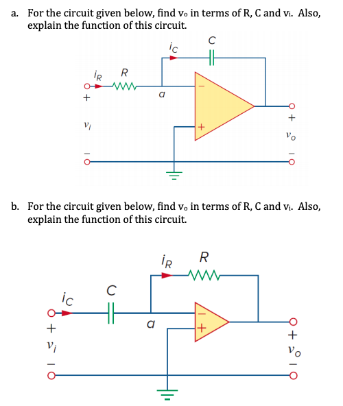Solved a. For the circuit given below, find v. in terms of | Chegg.com