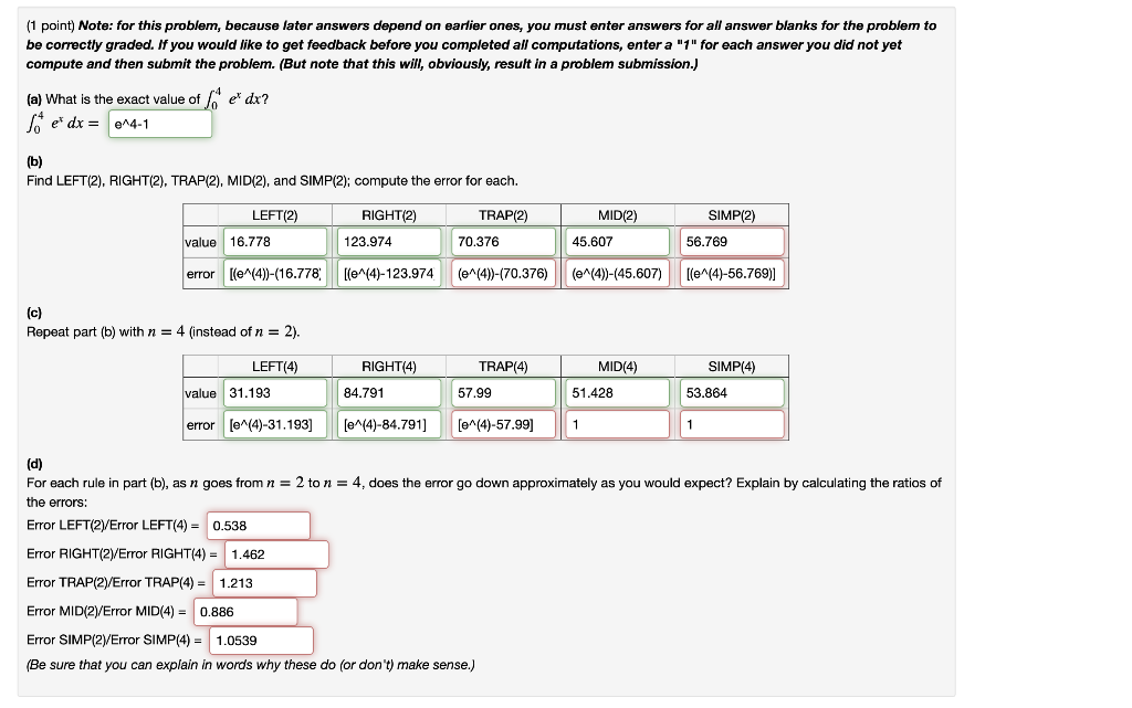 Solved (1 point) Note: for this problem, because later | Chegg.com