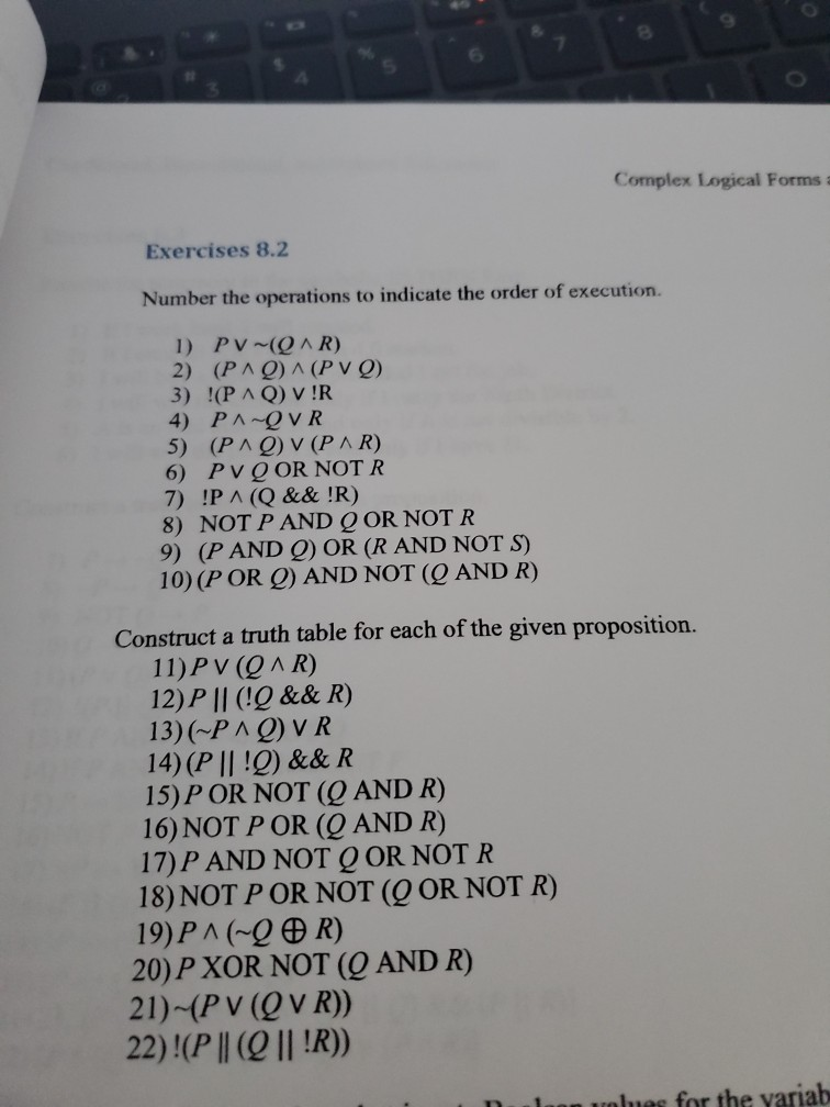 Complex Logical Forms Exercises 8 2 Number The Ope Chegg Com