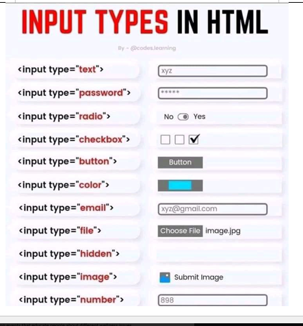 Solved Input types in HTML - use HTML and CSS to code | Chegg.com